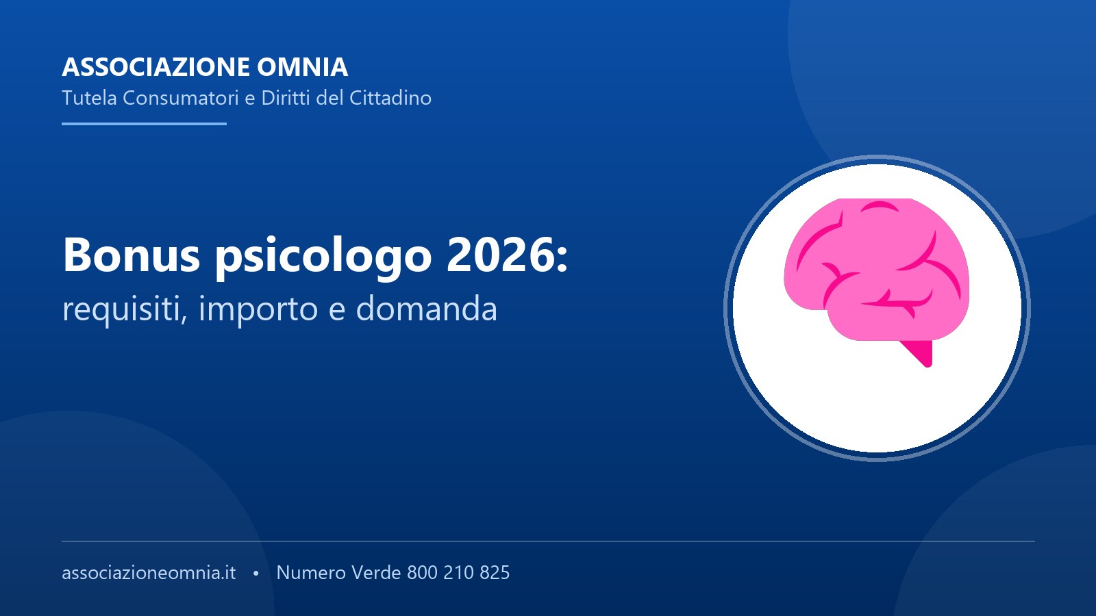 Bonus psicologo 2026: requisiti e domanda - Associazione Omnia