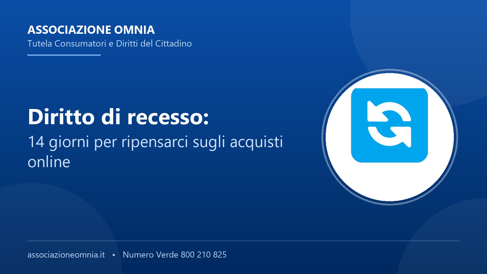 Diritto di recesso: 14 giorni per gli acquisti online - Associazione Omnia