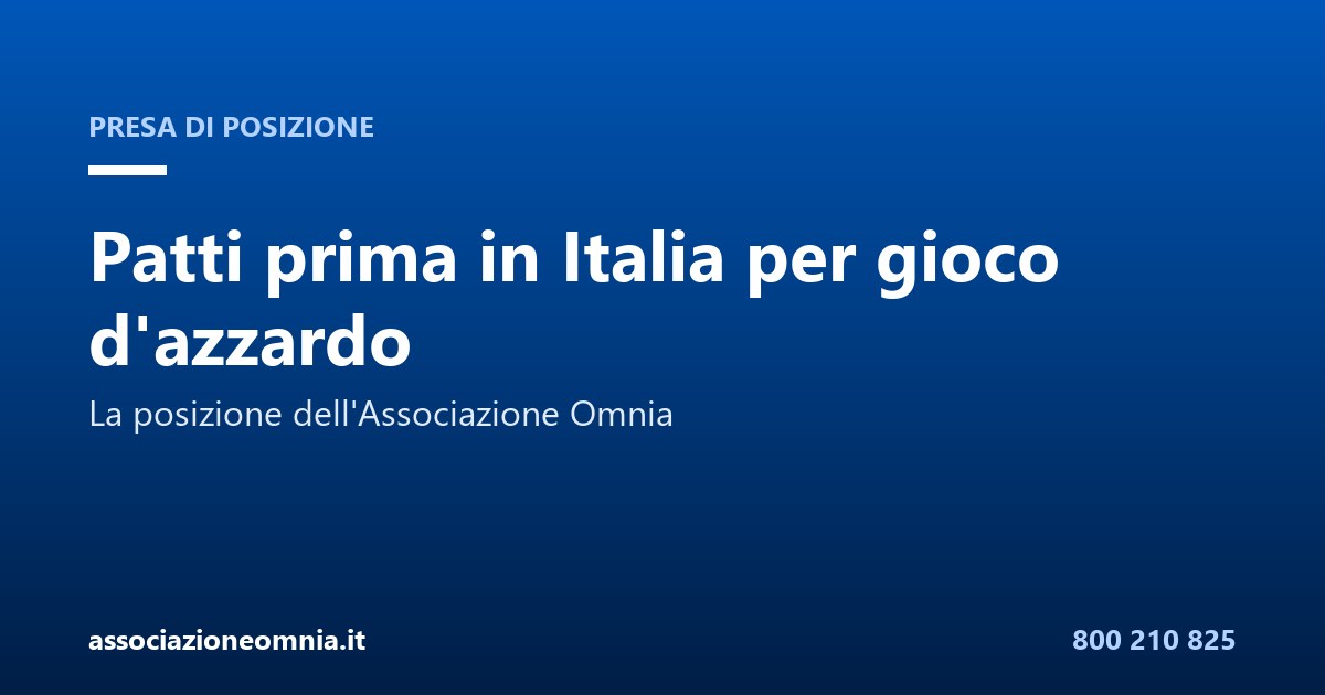 Gioco d'azzardo a Patti: la presa di posizione dell'Associazione Omnia